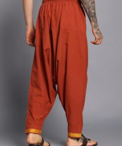 Alternative view of Men’s Cotton Loose Fit Harem Pants (Red / Gold)