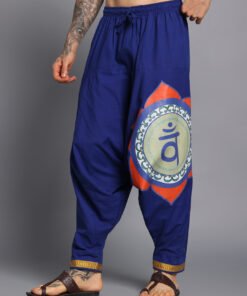 Alternative view of Men’s Cotton Loose Fit Harem Pants (Royal Blue / Gold)