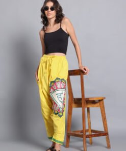 Women’s Cotton Loose Fit Harem Pants (Yellow / Green)