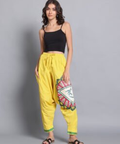 Alternative view of Women’s Cotton Loose Fit Harem Pants (Yellow / Green)
