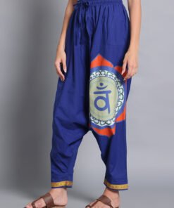 Alternative view of Women’s Cotton Loose Fit Harem Pants (Royal Blue / Gold)