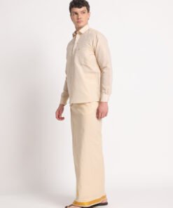 Alternative view of Men’s Cotton-Lurex Shirt & Dhoti Set (Gold)