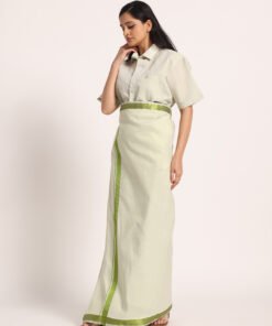 Alternative view of Women’s Cotton-Lurex Shirt & Dhoti Set (Moss Green)