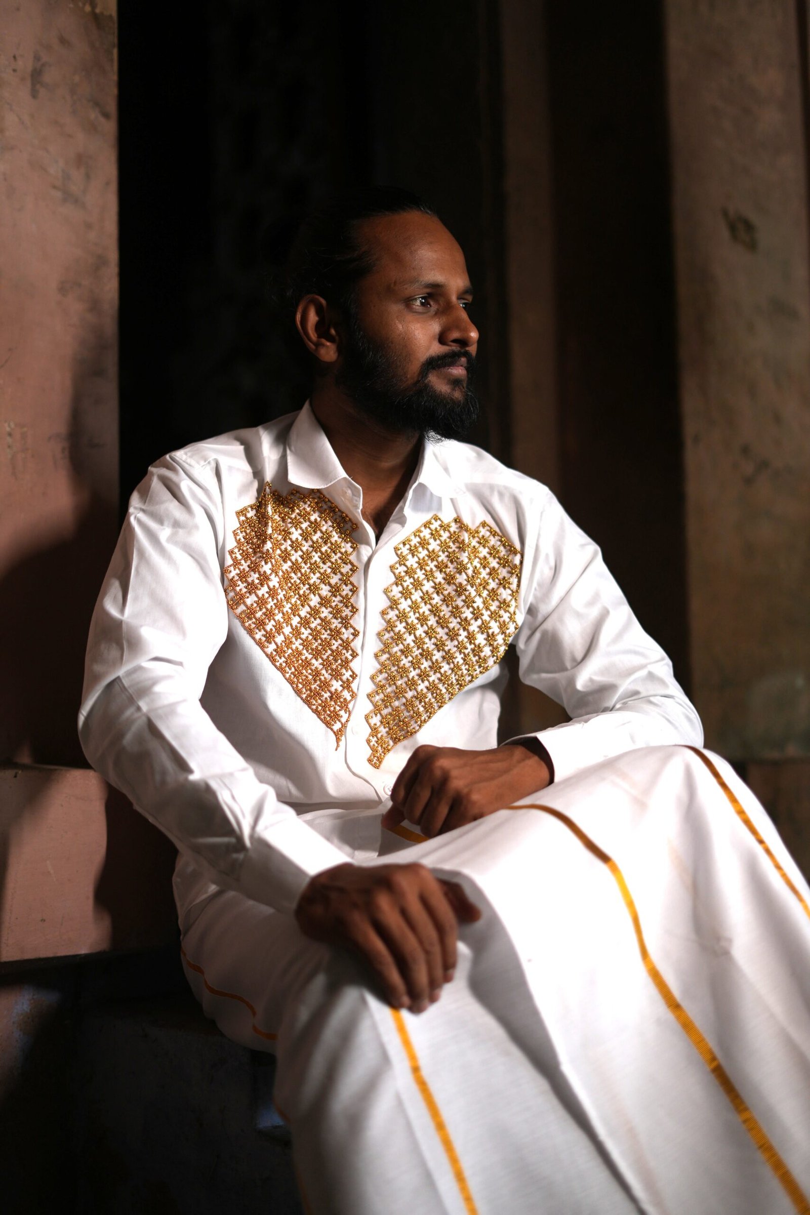 Men’s Cotton Customizable Aurum Craft Full Sleeve Shirt & Dhoti Set - Image 3