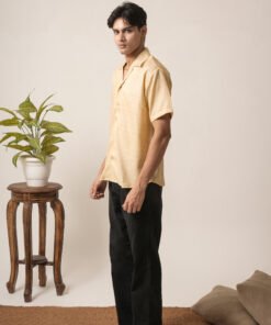 Alternative view of Men's Linen Oversized Plain Shirt (Cream)