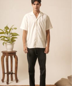 Men's Cotton Oversized Designer Shirt (White)