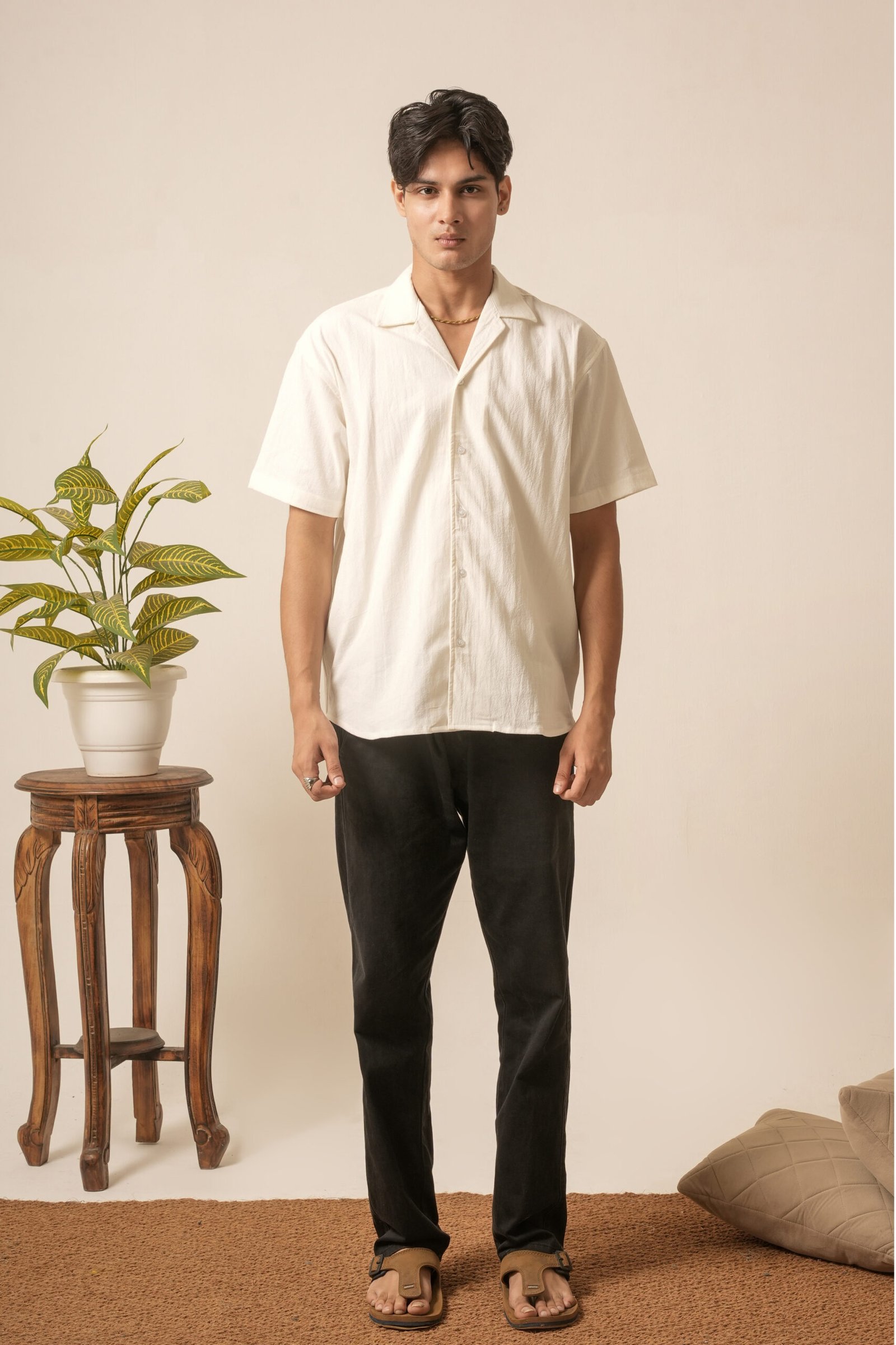 Men's Cotton Oversized Designer Shirt (White)