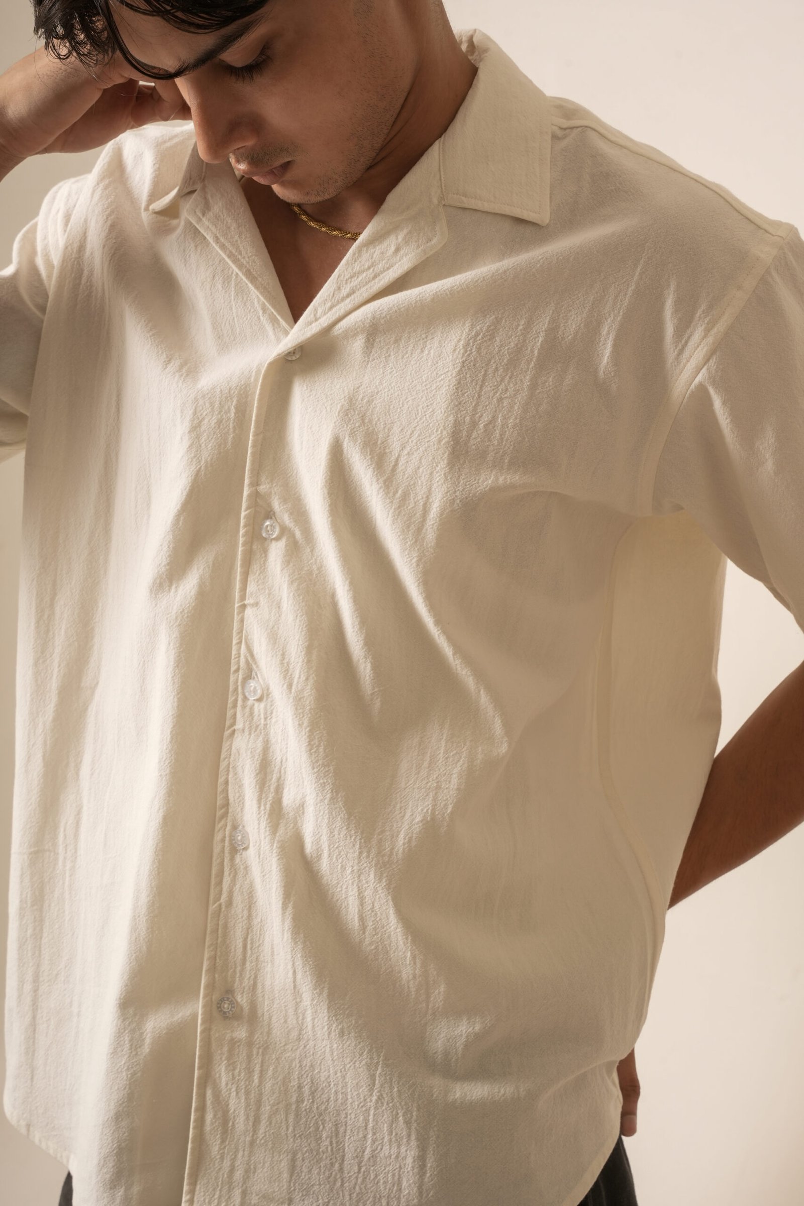 Men's Cotton Oversized Designer Shirt (White) - Image 2