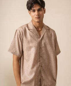 Men's Linen Oversized Plain Shirt (Muted Pink)