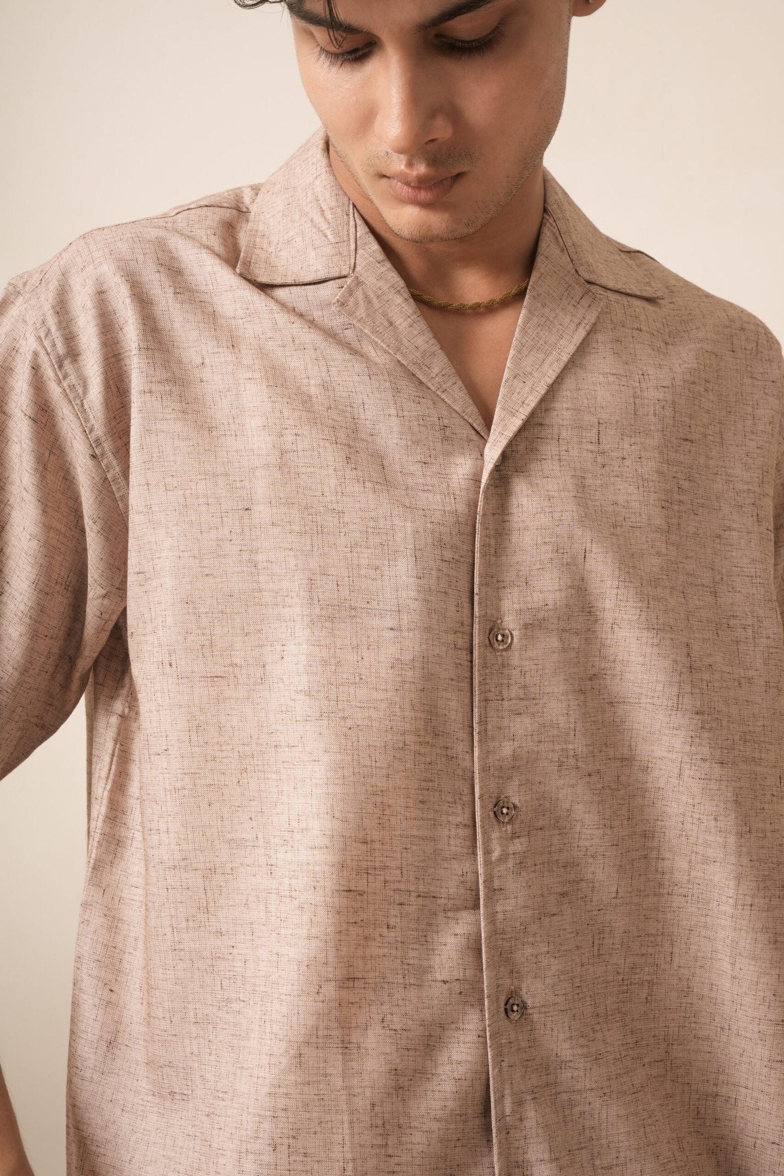 Men's Linen Oversized Plain Shirt (Muted Pink) - Image 4
