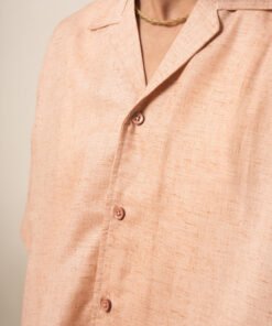 Alternative view of Men's Linen Oversized Plain Shirt (Light Peach)