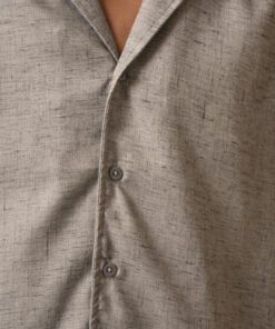 Alternative view of Men's Linen Oversized Plain Shirt (Platinum Grey)