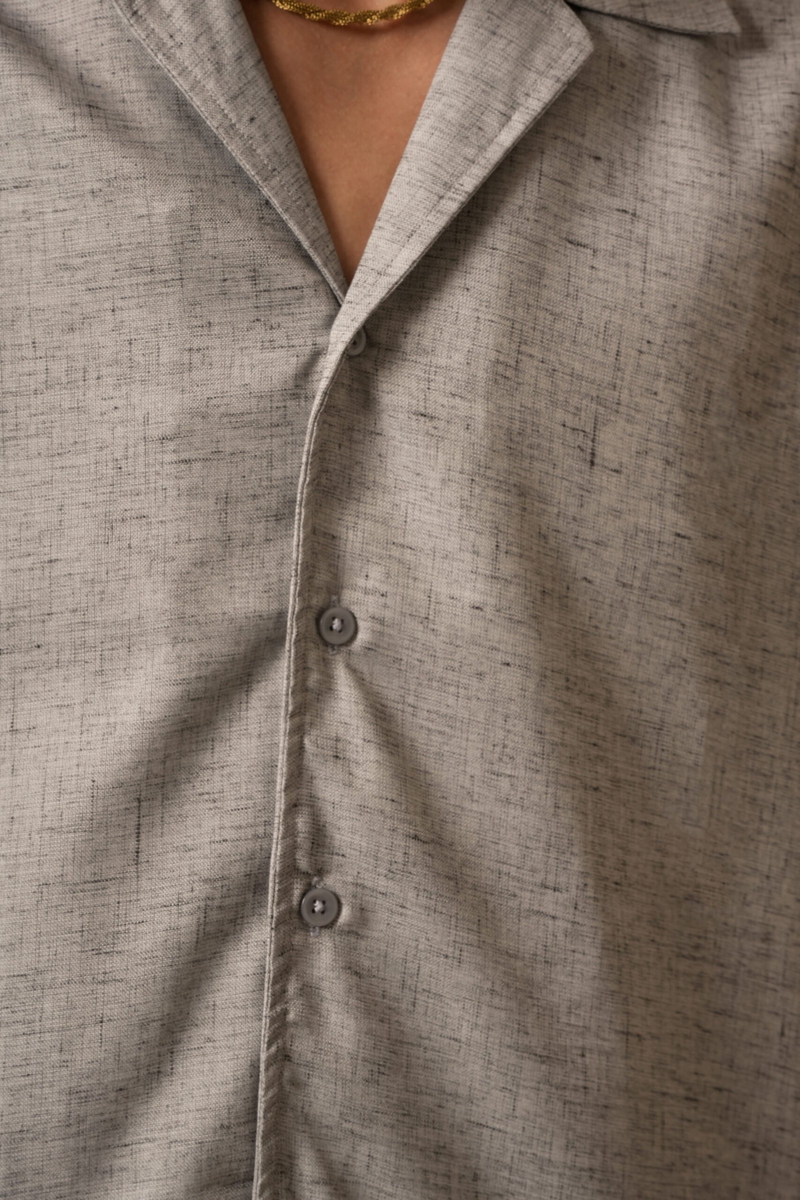 Men's Linen Oversized Plain Shirt (Platinum Grey) - Image 2