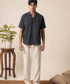 Men's Cotton Oversized Designer Shirt (Charcoal Black)