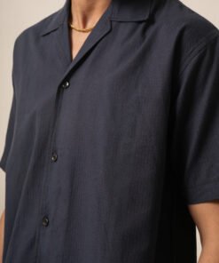 Alternative view of Men's Cotton Oversized Designer Shirt (Charcoal Black)